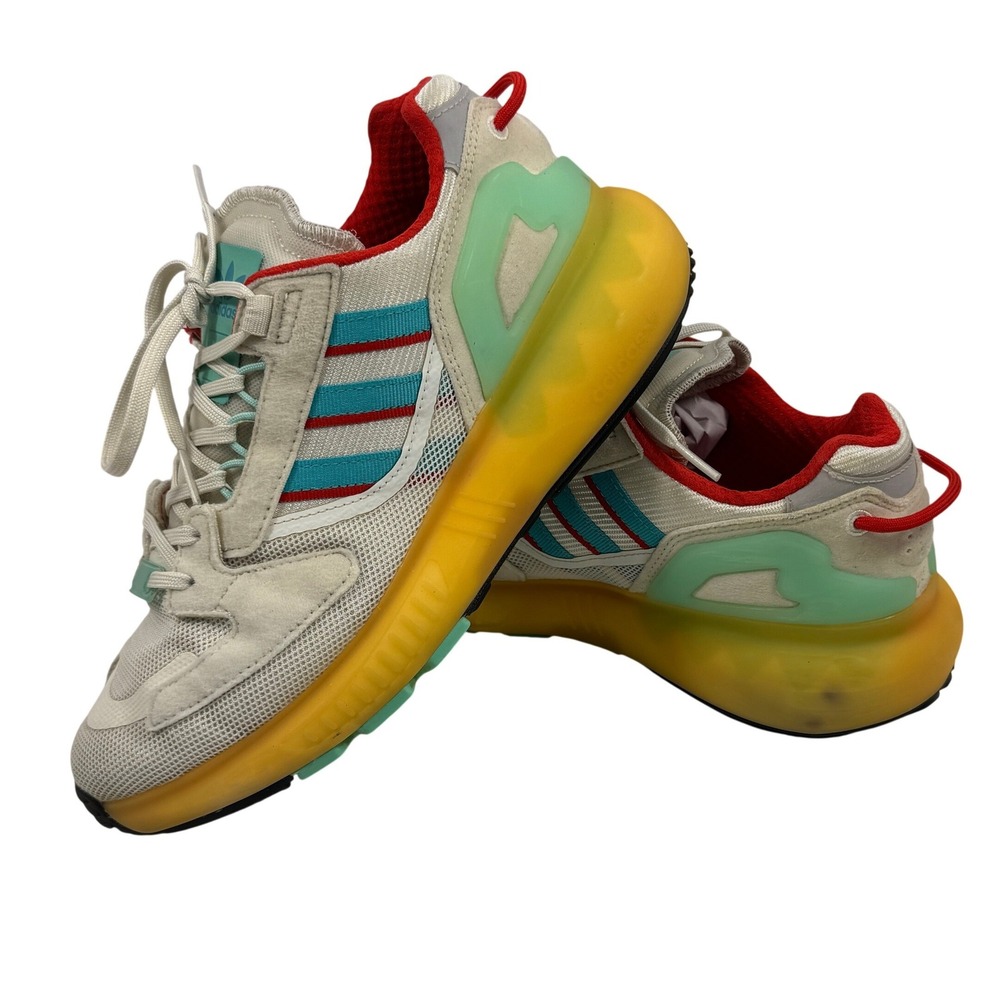 Adidas ZX 2K Boost Men's Sneakers Cream Teal Yellow Size 7.5‎